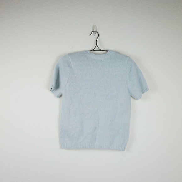 Ny &Co light blue fuzzy wool short sleeve sweater - Picture 5 of 8